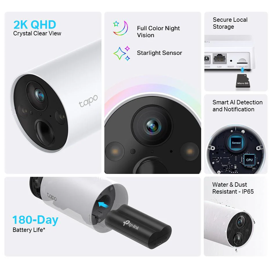 TP-Link Tapo Smart 2K Wire-Free Security Camera System (4 Pack) - Image 4