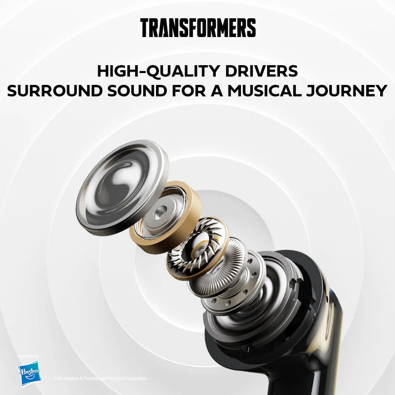 Transformers TF-T31 True Wireless Bluetooth 5.4 Earbuds (Black) - Image 3