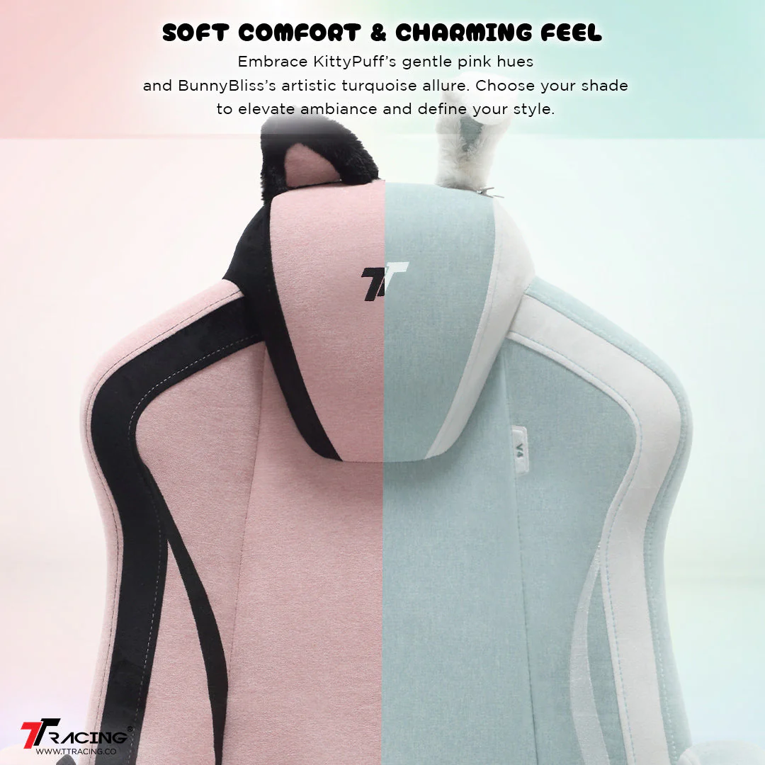 TTRacing DUO V4 Air Threads Fabric Gaming Chair (KittyPuff) - Image 4