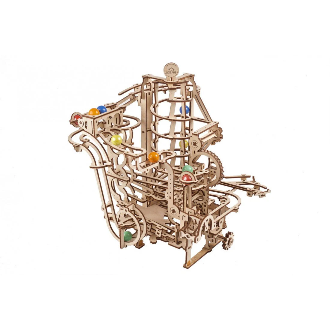Ugears Marble Run Spiral Hoist Mechanical Wooden Puzzle Model Kit - Image 2