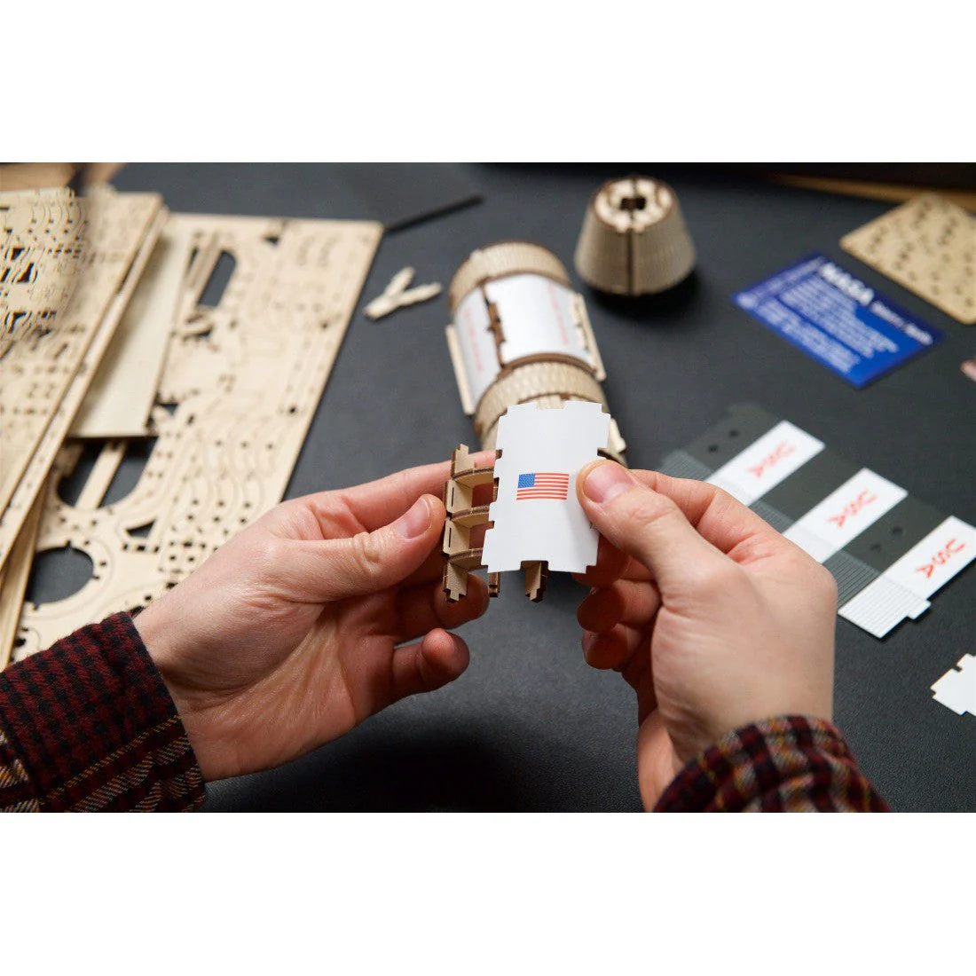 Ugears NASA Saturn V Rocket Wooden Mechanical 3D Model Kit - Image 5