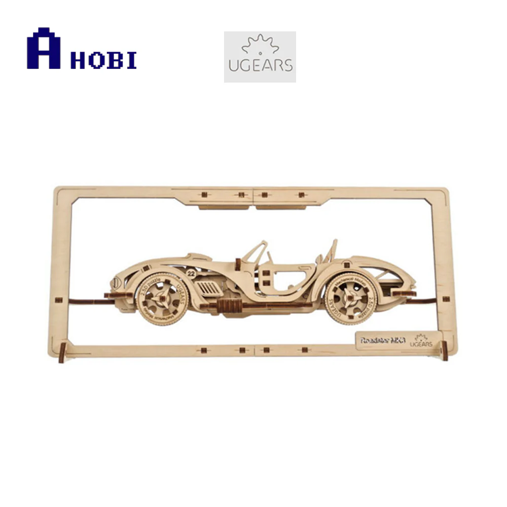 Ugears Roadster MK3 2.5D Puzzle Mechanical Wooden Model Kit - Image 3