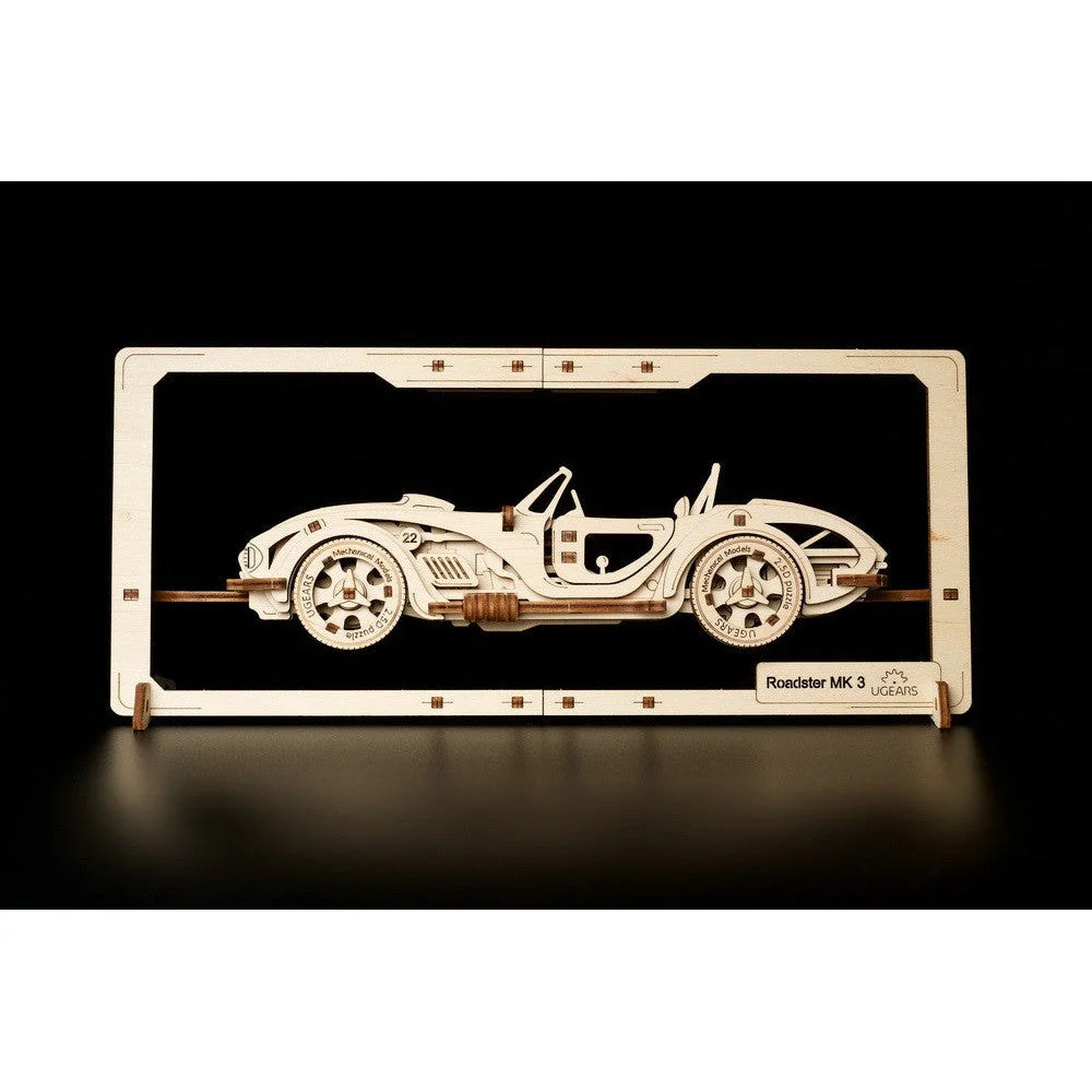 Ugears Roadster MK3 2.5D Puzzle Mechanical Wooden Model Kit - Image 5