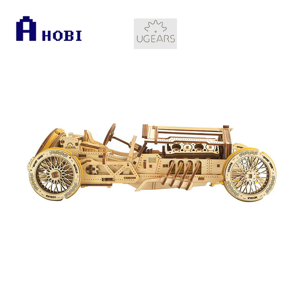 UGears Wooden Self Propelled Puzzle U-9 Grand Prix Racing Car - Image 3