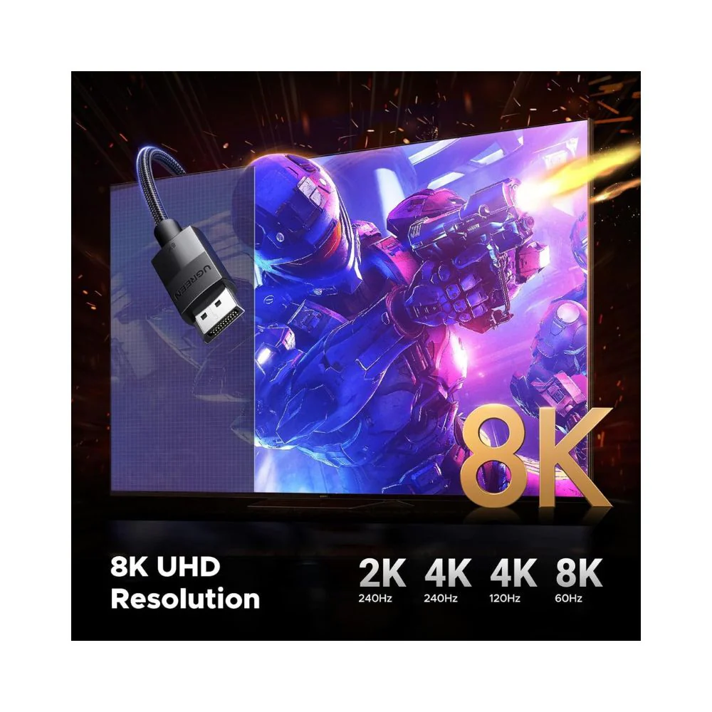 UGreen 8K DP 1.4 Cable 2m Gaming 4K 144Hz - Image 3