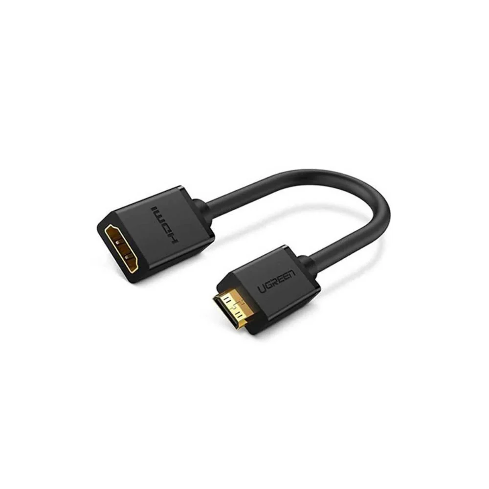UGREEN Mini HDMI Male to HDMI Female Adapter Cable - 22cm (Black) - Image 2