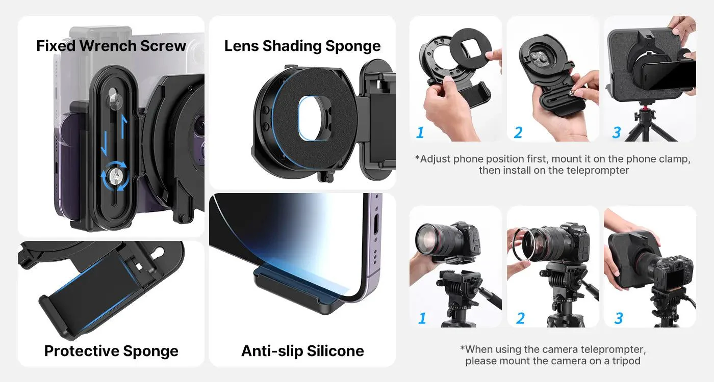 Ulanzi RT02 Universal Teleprompter for Tablets and Smartphones - Image 10