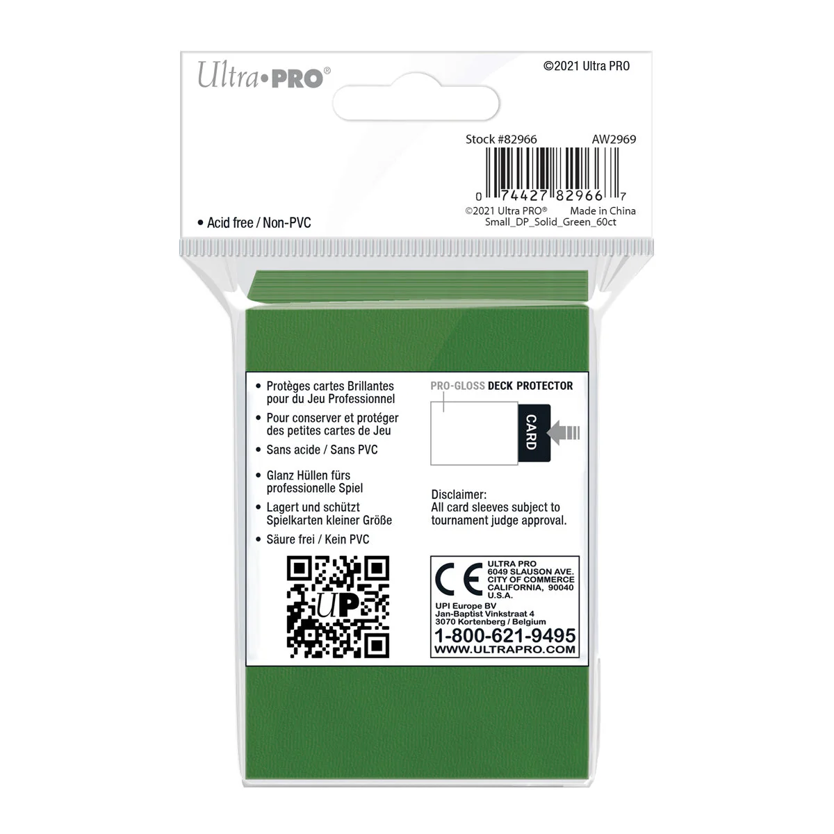 Ultra Pro: UP82966 PRO-Gloss 60ct Small Deck Protector sleeves: Green - Image 2