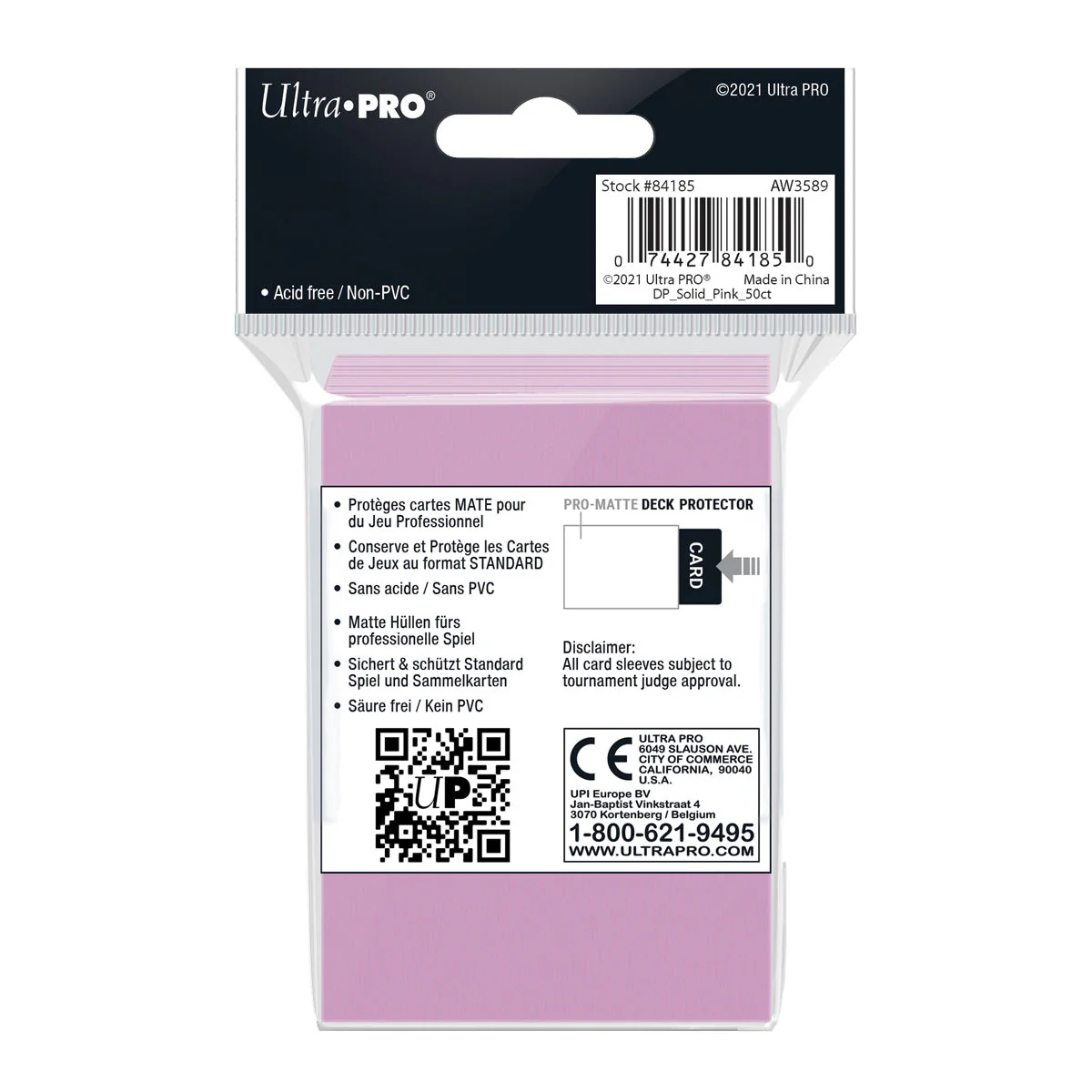 Ultra Pro: UP84185 PRO-Matte 50ct Standard Deck Protector sleeves: Pink - Image 2