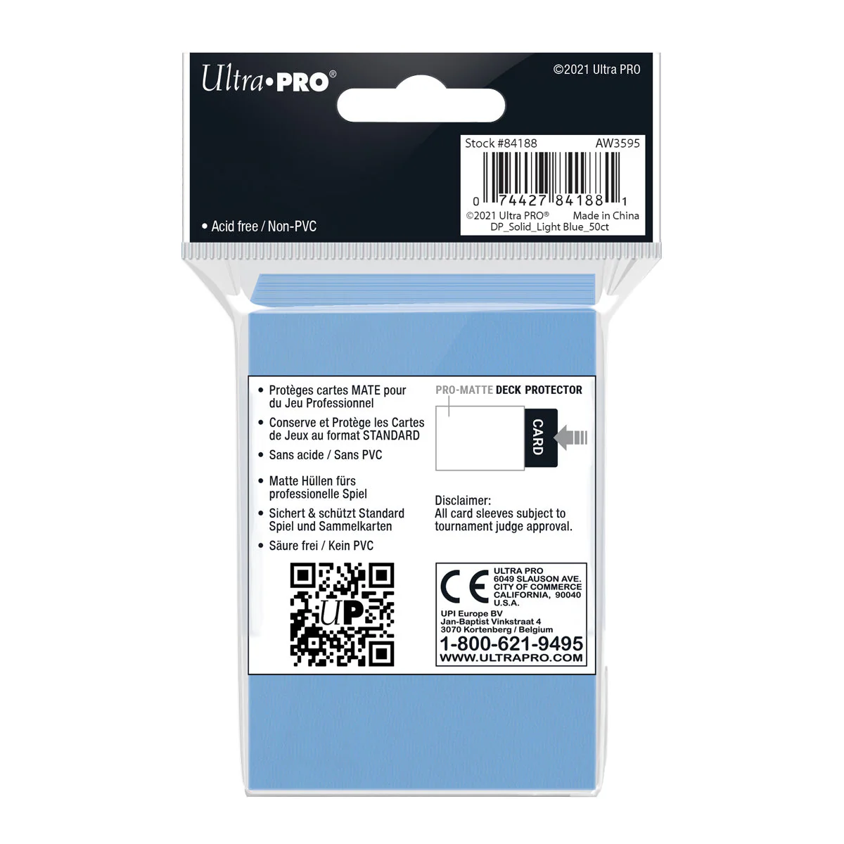 Ultra Pro: UP84188 PRO-Matte 50ct Standard Deck Protector sleeves: Light Blue - Image 2