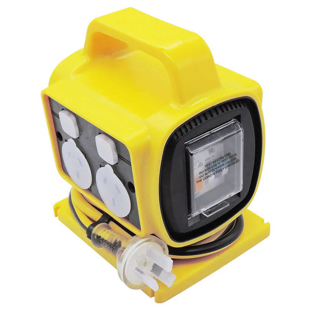 Ultracharge 10A 4-Way RCD Safety Power Block with Plug Sockets (Yellow) - Image 2