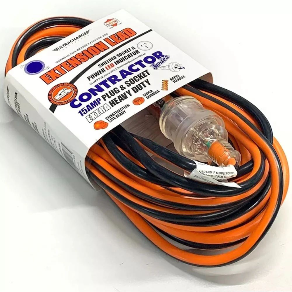 Ultracharge 25m Extension Lead 15A 240V Heavy Duty (Red) - Image 2