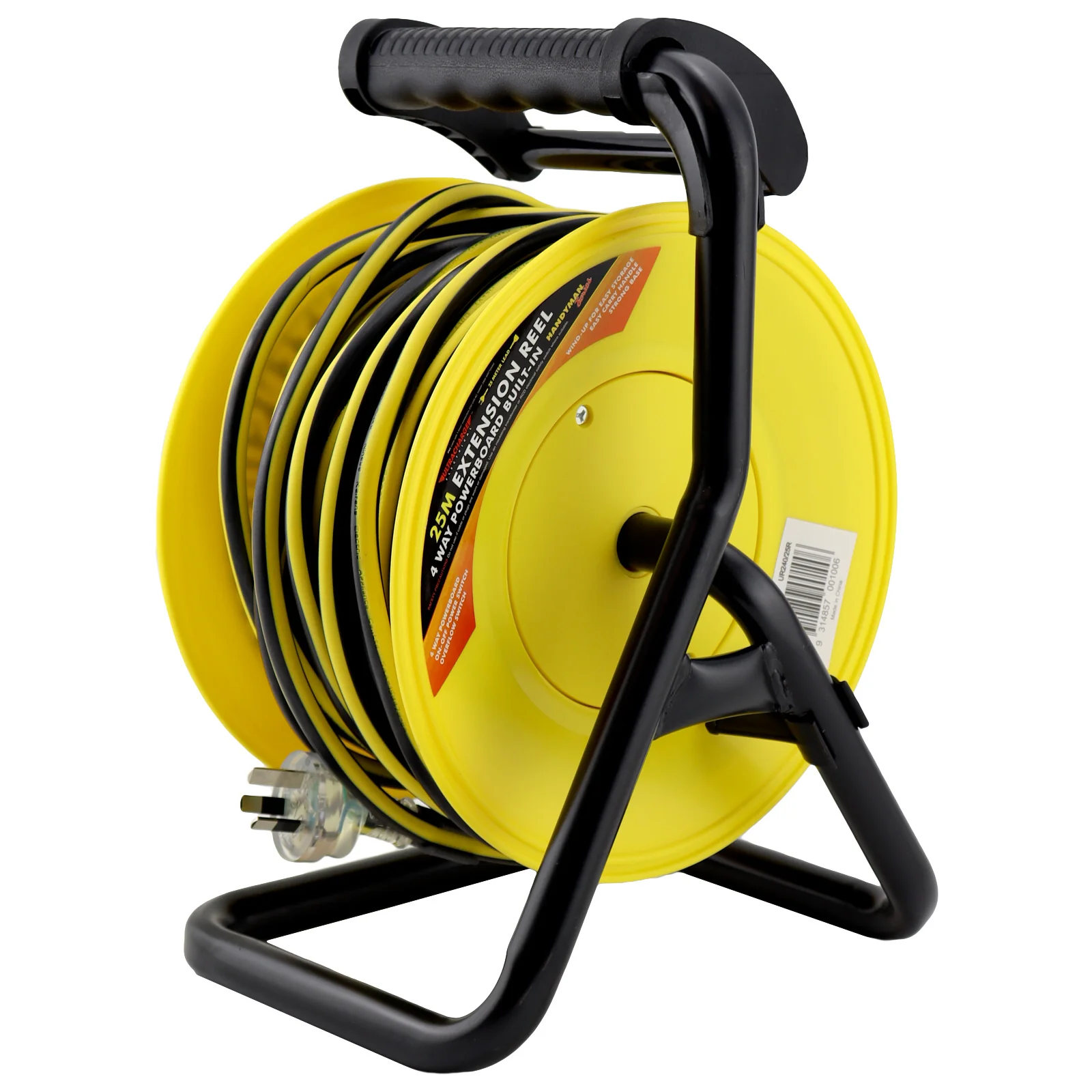 Ultracharge Heavy Duty 25m Extension Lead Reel 10A (Yellow/Black) - Image 3