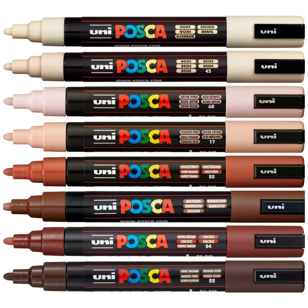 Uni POSCA PC-5M Paint Markers Bullet Tip Medium 8 Colour Pack (Portrait Colours) - Image 2