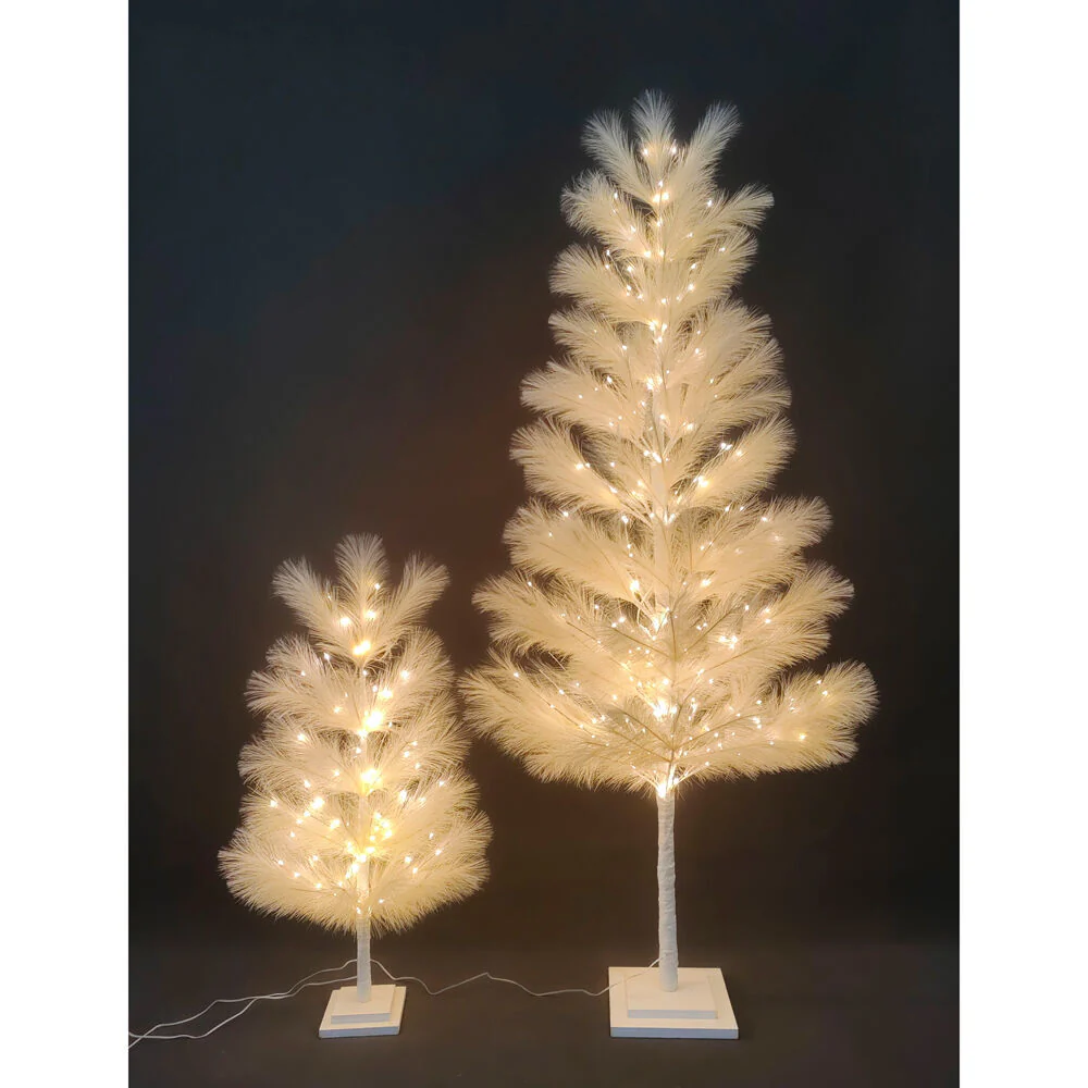 Urban Whisp Wooden Christmas Tree with 82 LED Lights 90cm Cream - Image 2