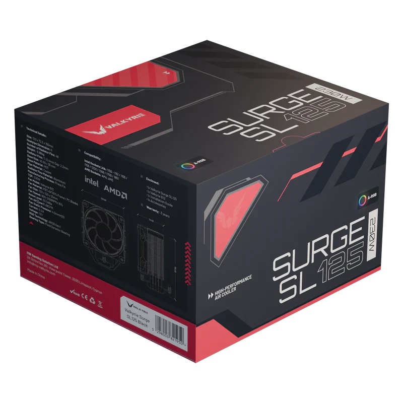 Valkyrie Surge SL125 CPU Cooling PWN ARGB CPU Cooler (Black) - Image 6