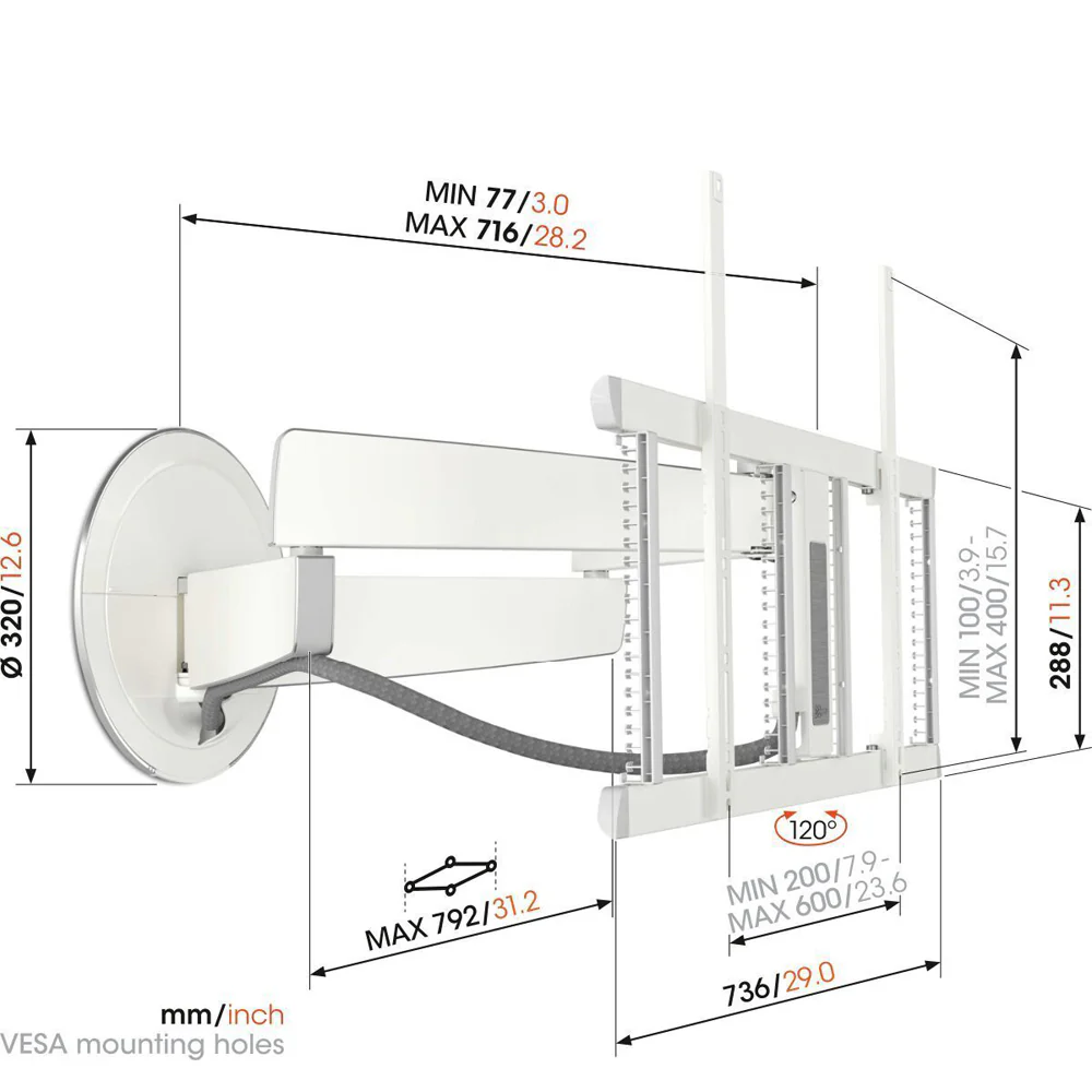 Vogel's Signature TVM7655 Full Motion Mount For 40-77" TV (White) - Image 5