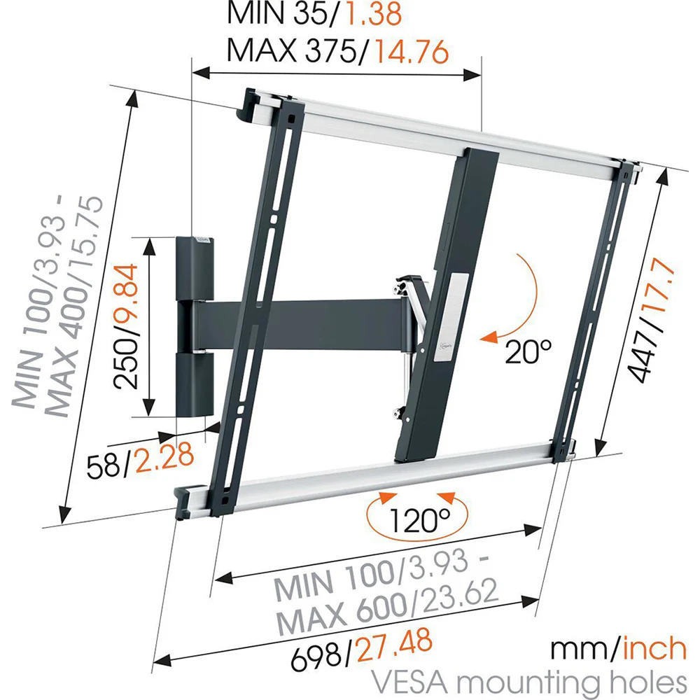 Vogel's THIN525 Full Motion Wall Bracket Mount For 40-65" LED TV - Black - Image 2