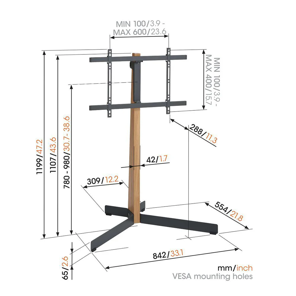Vogel's TVS3695 Floor Stand For 40-77" LED TV (Black) - Image 9