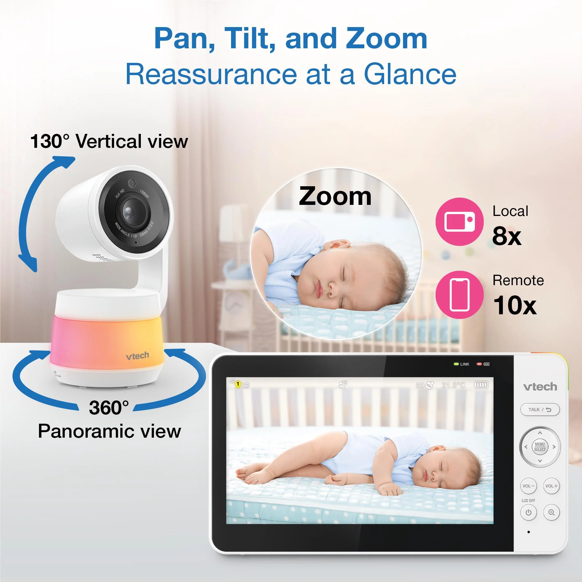 VTech RM7667HQ 7” Smart Pan & Tilt Video Monitor with Remote Access - Image 7