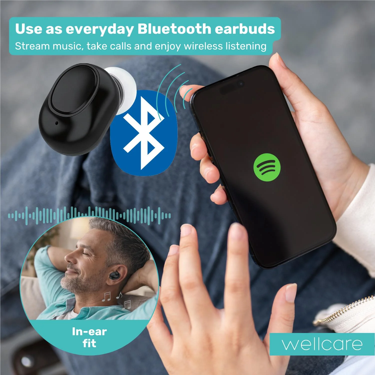 Wellcare TWS Sound Amplified Earbuds (Black) - Image 7