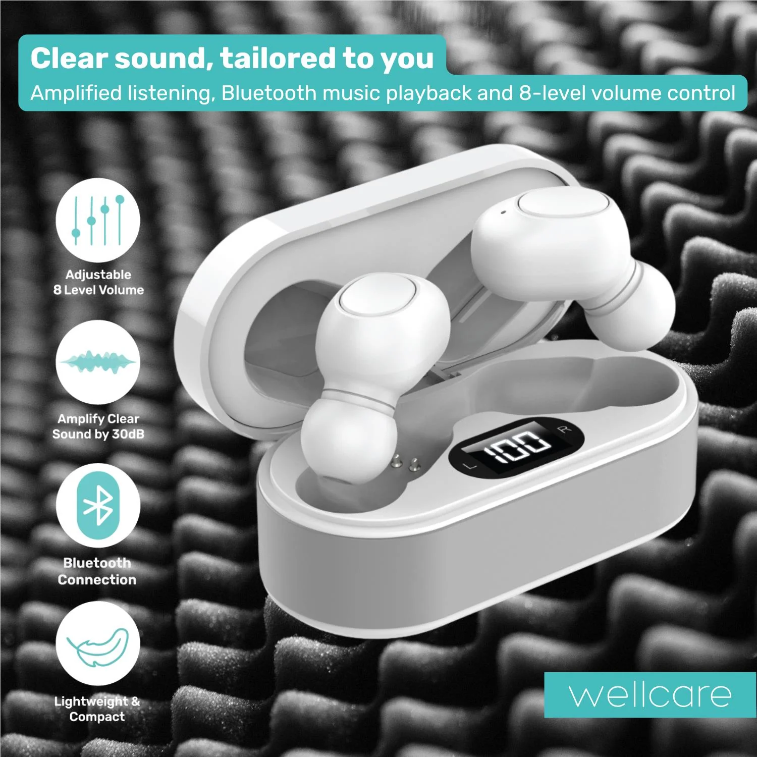 Wellcare TWS Sound Amplified Earbuds (White) - Image 4