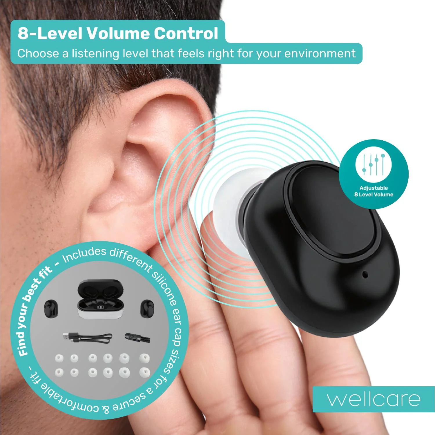 Wellcare TWS Sound Amplified Earbuds (White) - Image 6