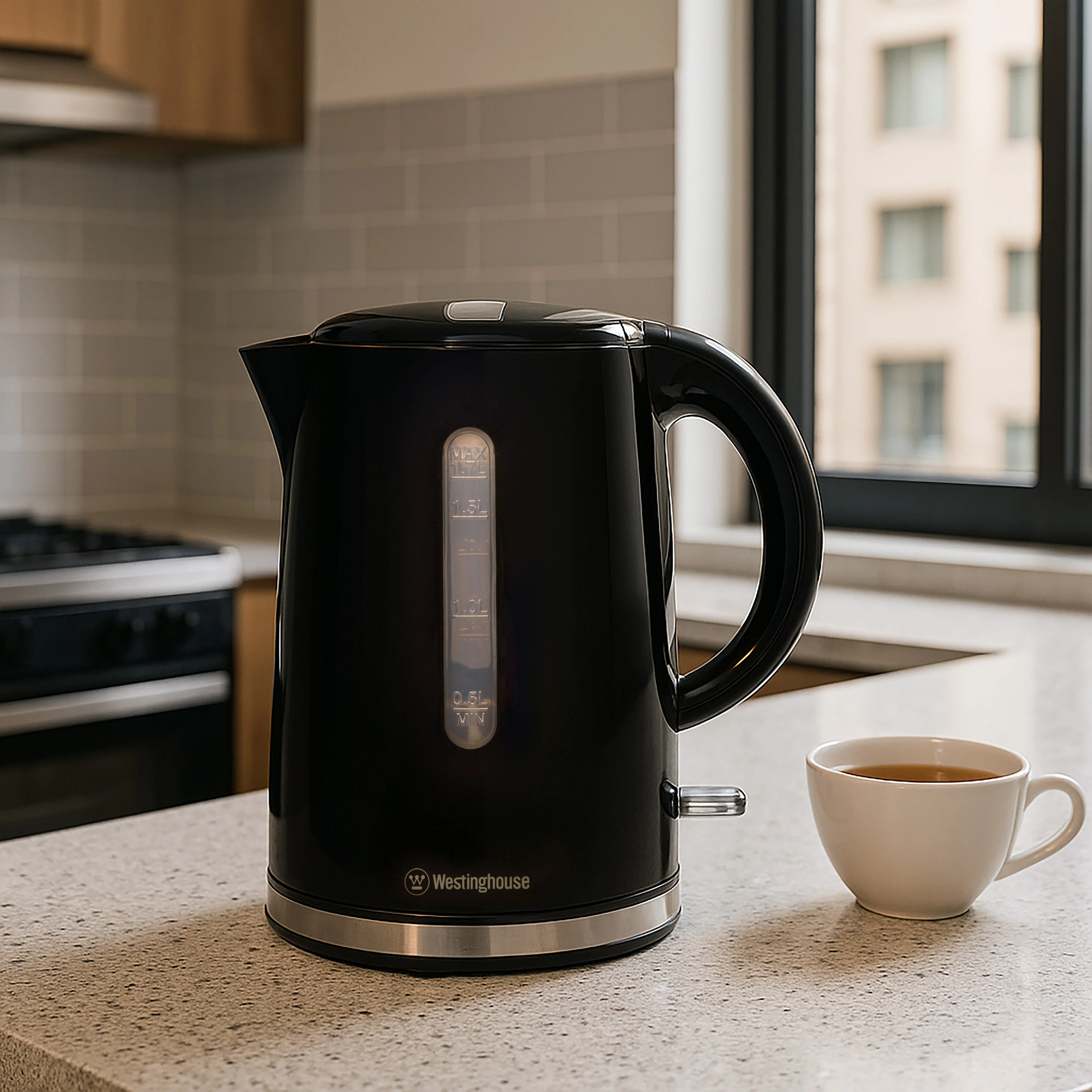 Westinghouse WHKE12K 1.7 L Electric Kettle with Silver-Trim Base (Black) - Image 2