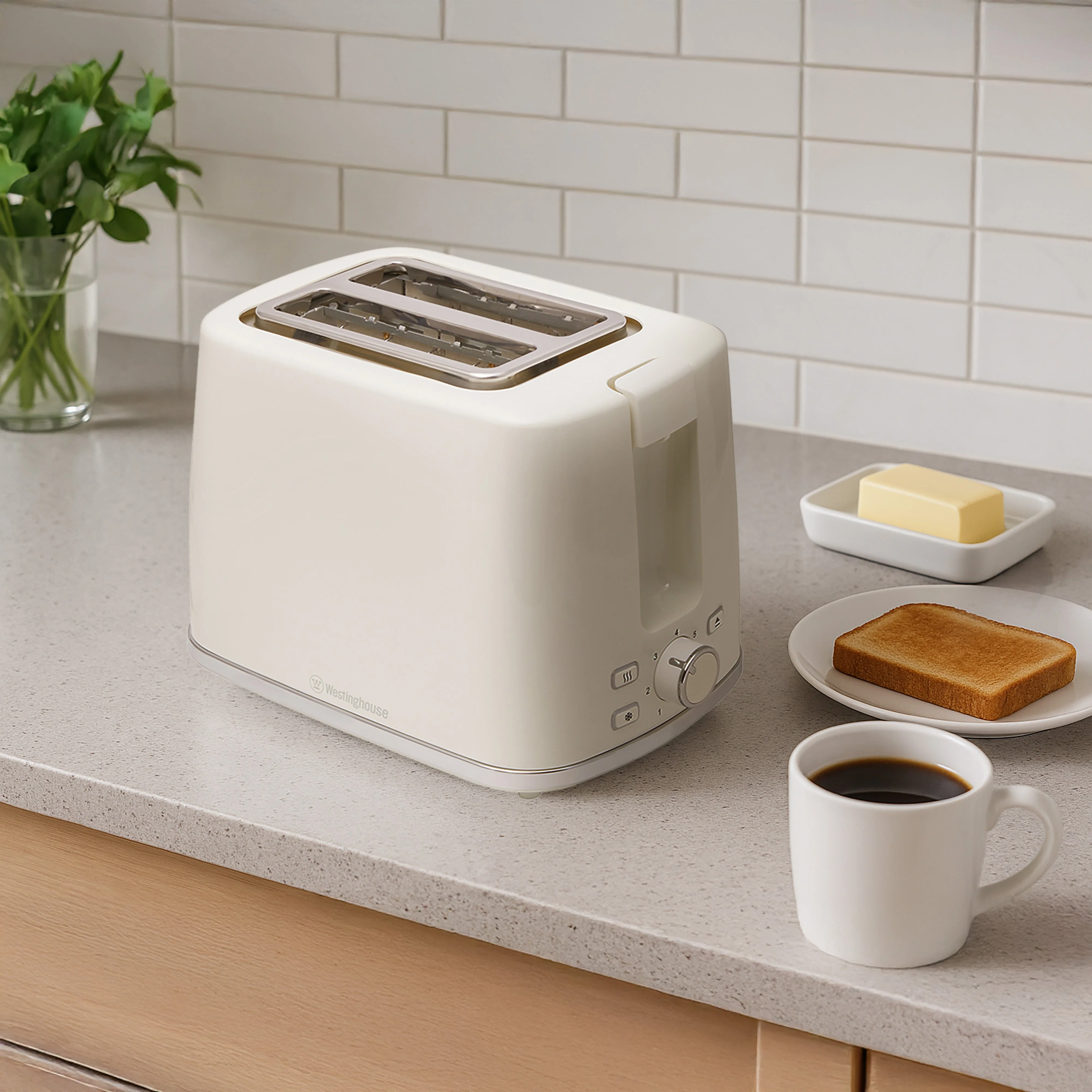 Westinghouse WHTS2S12K 2-Slice Toaster with Chrome Trim (White) - Image 2