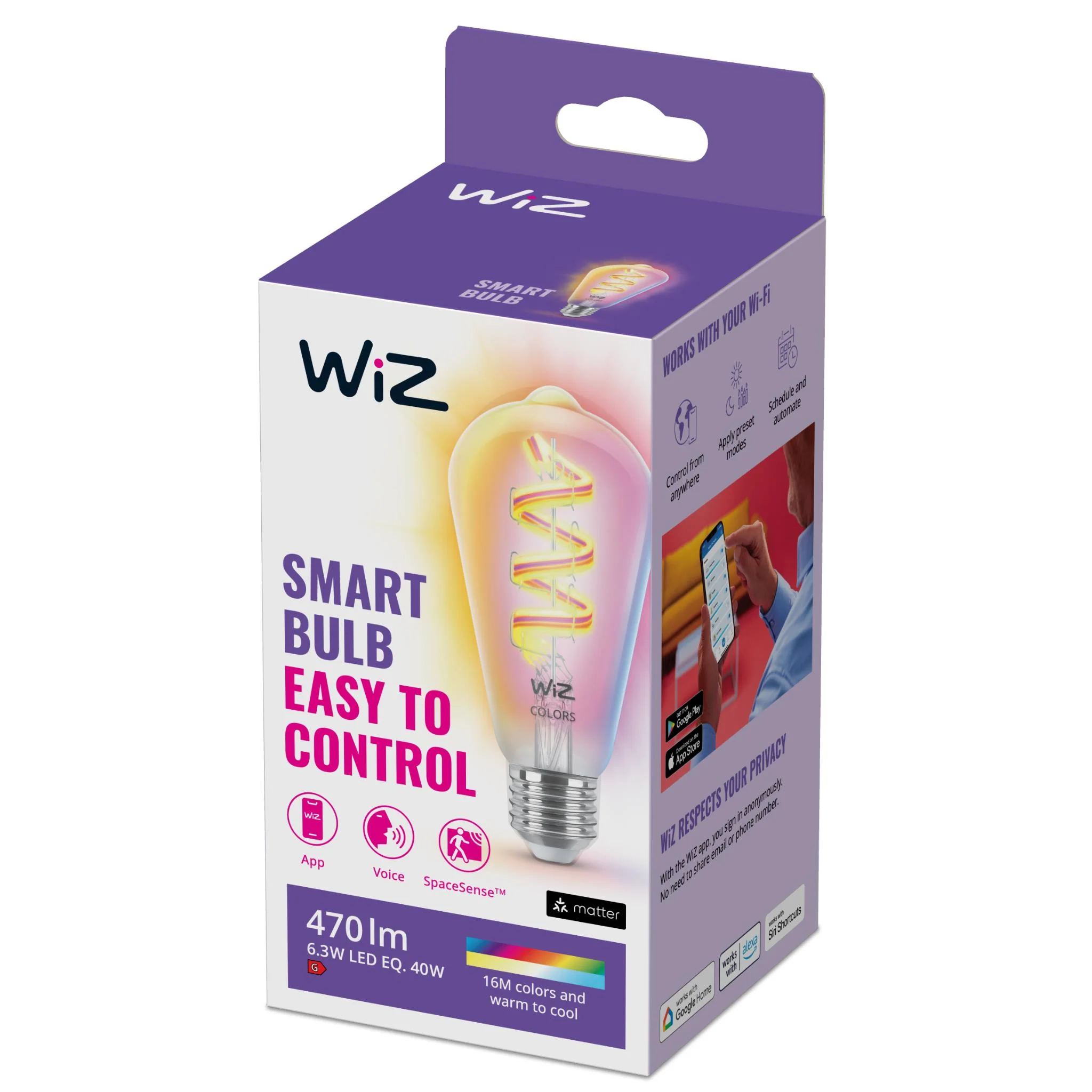 WiZ Colour & Tunable White ST64 E27 Smart Bulb [Gen 2] - Image 3