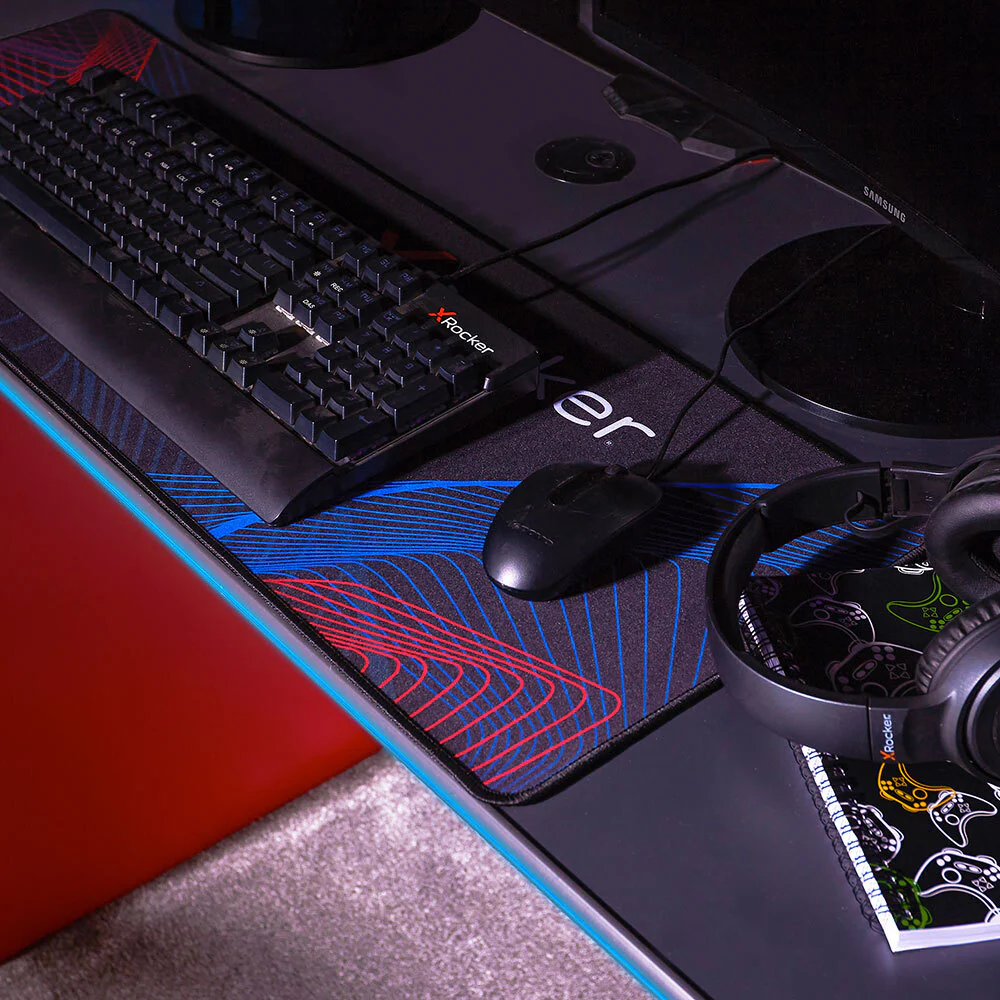 X Rocker Carbon-Tek Gaming Desk with Wireless Charging & LED Lighting (Black) - Image 7