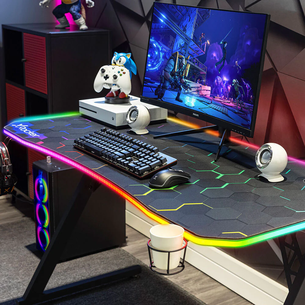 X Rocker Pulsar RGB XL Aluminium Gaming Desk with Neo Motion and Wireless Charging - Image 2
