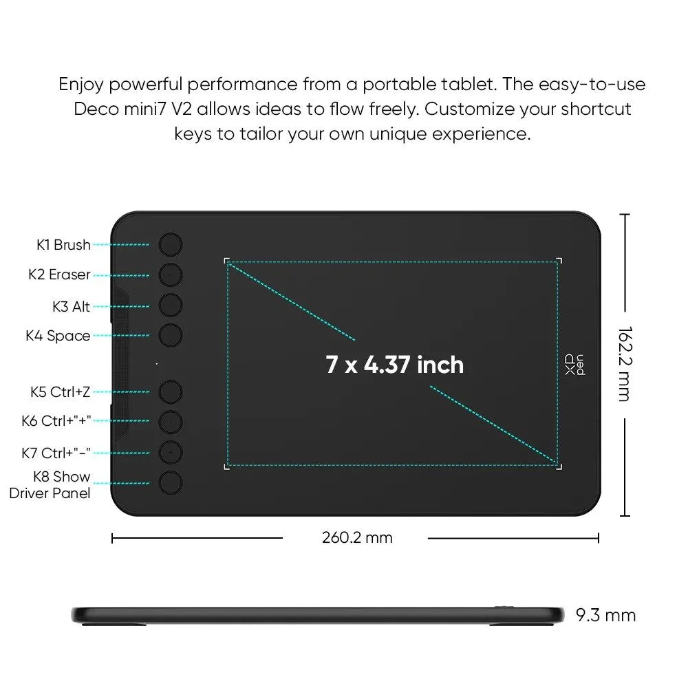 XPPen Deco Mini 7 V2 Graphics Tablet - Image 3