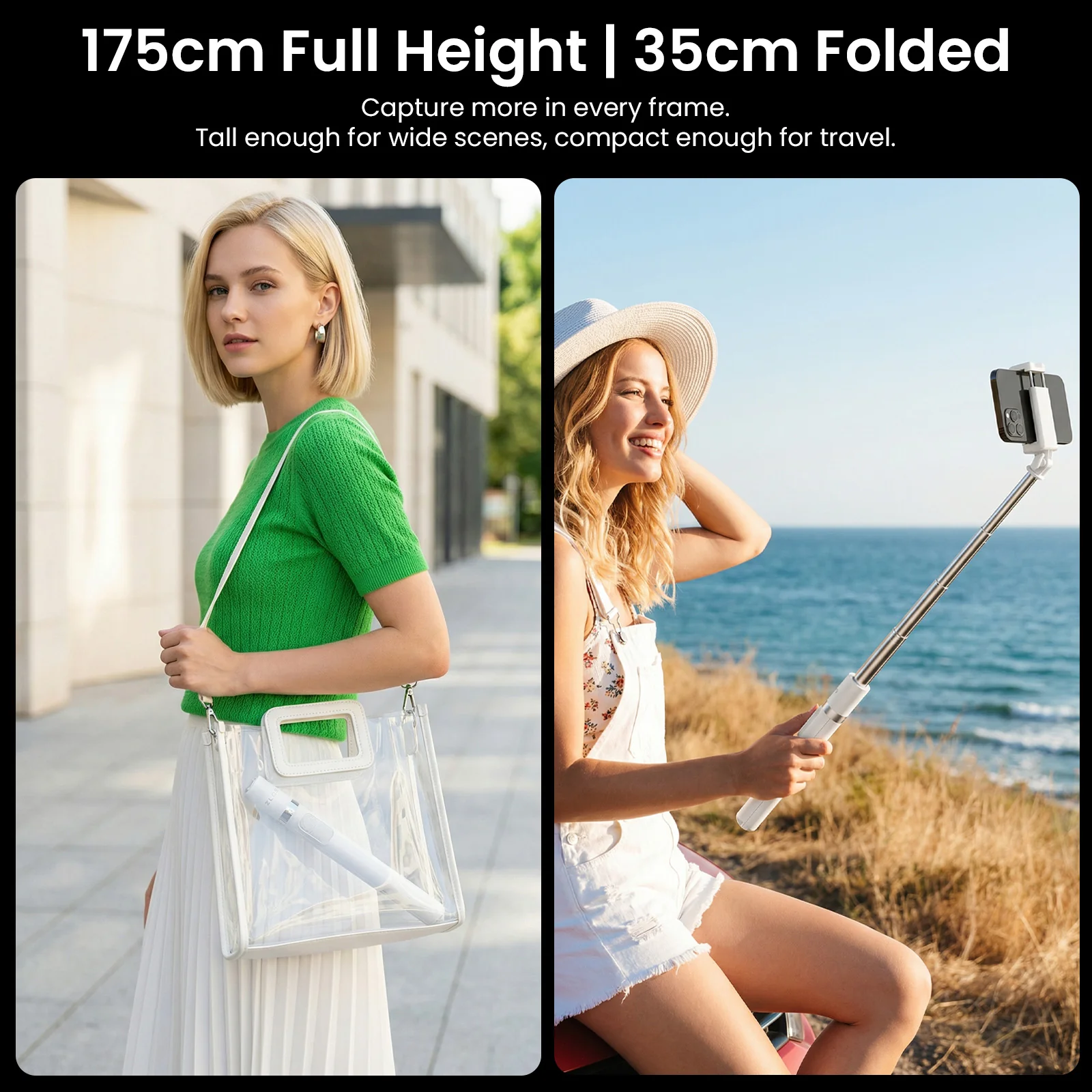 ZLOS Auto-Open Tripod Selfie Stick with Bluetooth Remote (White) - Image 3