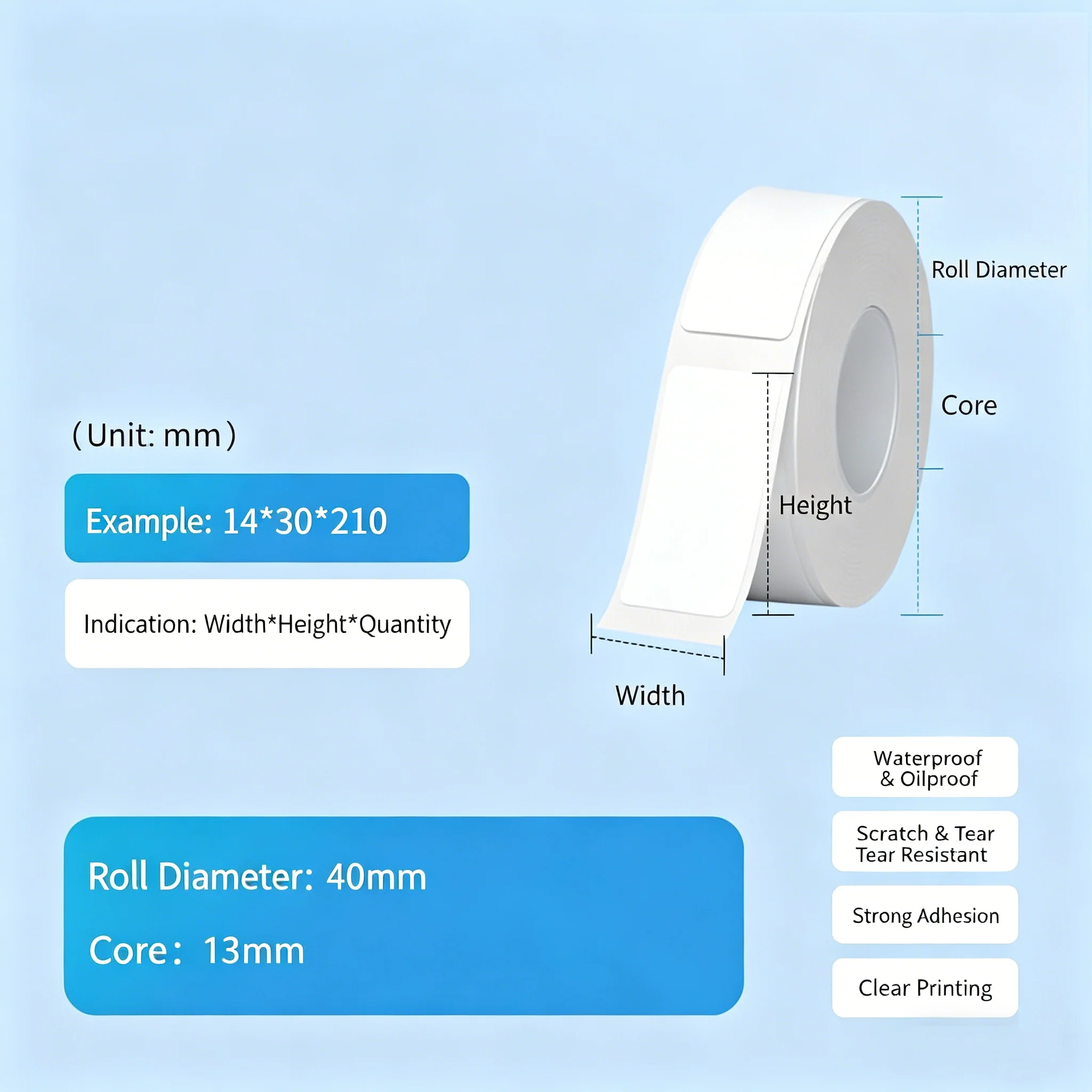 ZLOS LS02A  Mini Thermal Label Sticker Paper 14*30*210mm（5 rolls） - Image 2