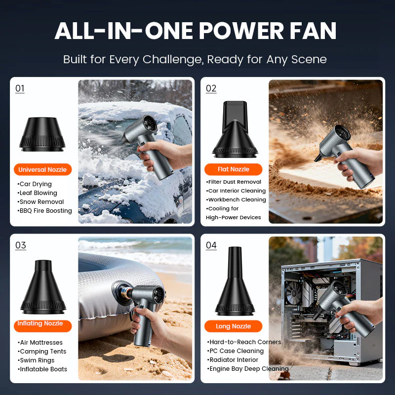 ZLOS MM09 Portable 280W High-Power Turbo Blower Cordless Air Duster for Dust Cleaning, Drying & Outdoor Use - Image 3