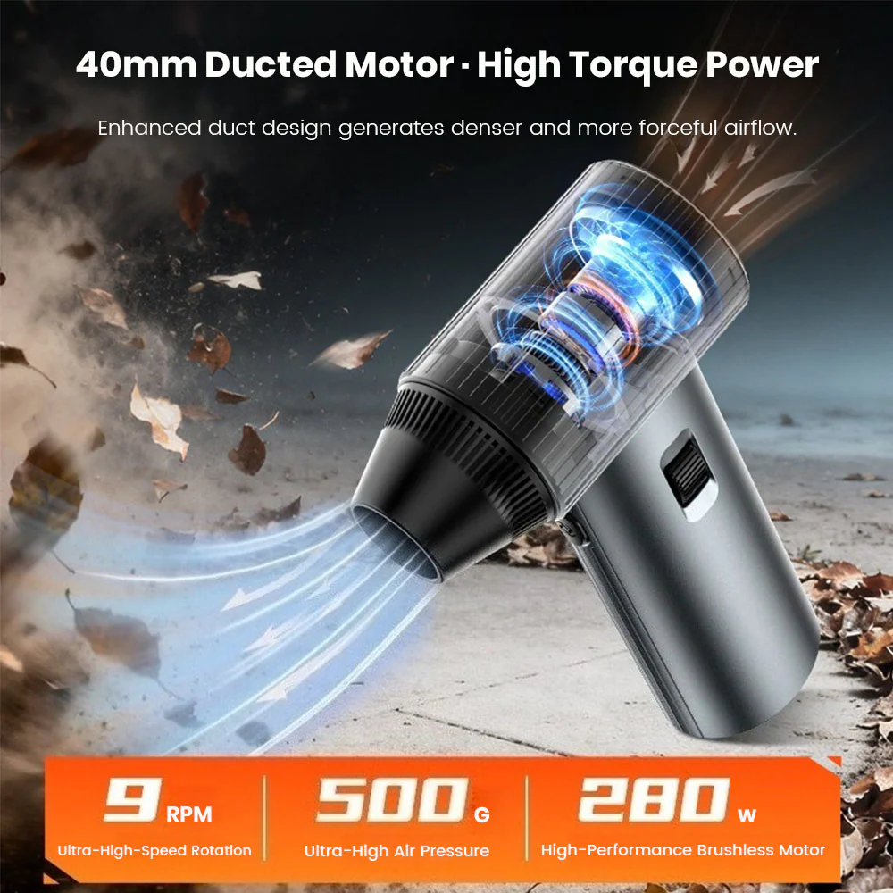 ZLOS MM09 Portable 280W High-Power Turbo Blower Cordless Air Duster for Dust Cleaning, Drying & Outdoor Use - Image 5